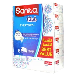  Sanita Club Facial Tissue 76 Sheets 6 Pcs