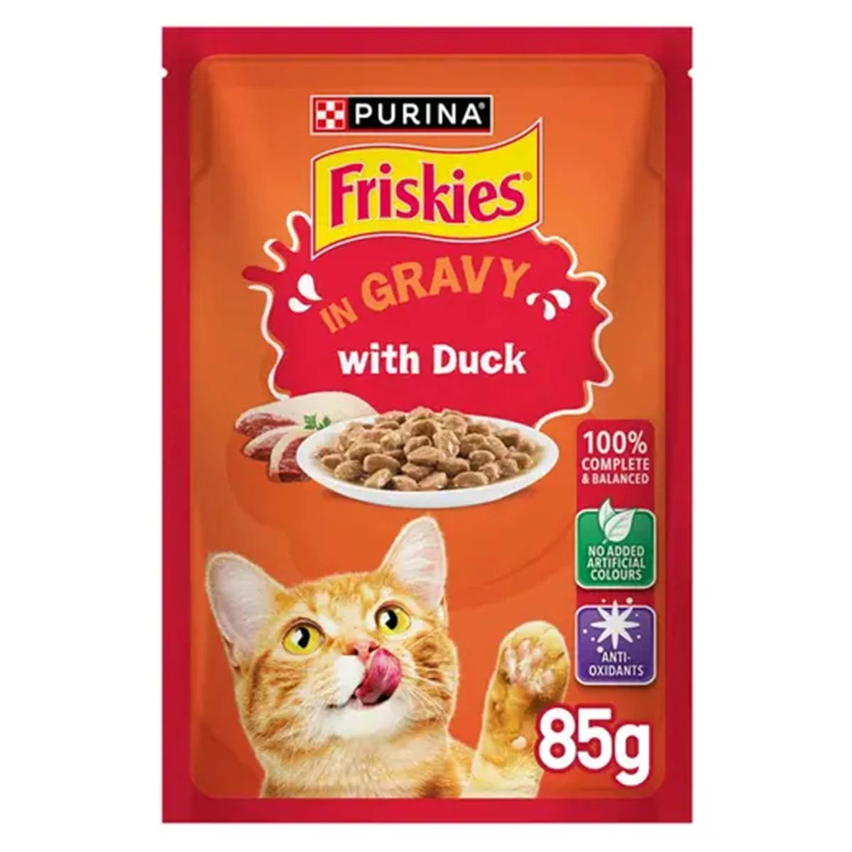 Purina Friskies Duck Chunks in Gravy Wet Cat Food Pouch 85 gm