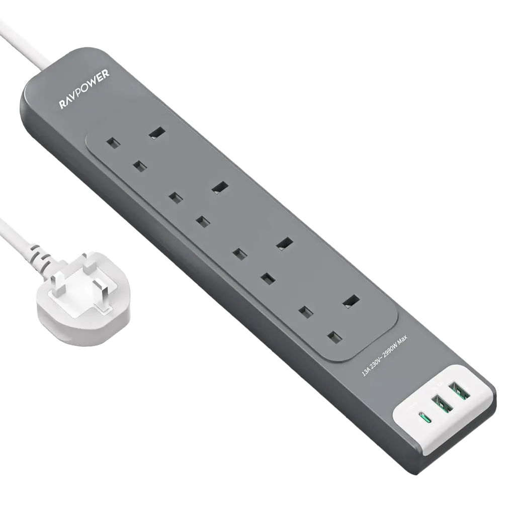 Ravpower Extension Cable  4 Sockets 2 USB Ports 1 Type C  3 m - view 1