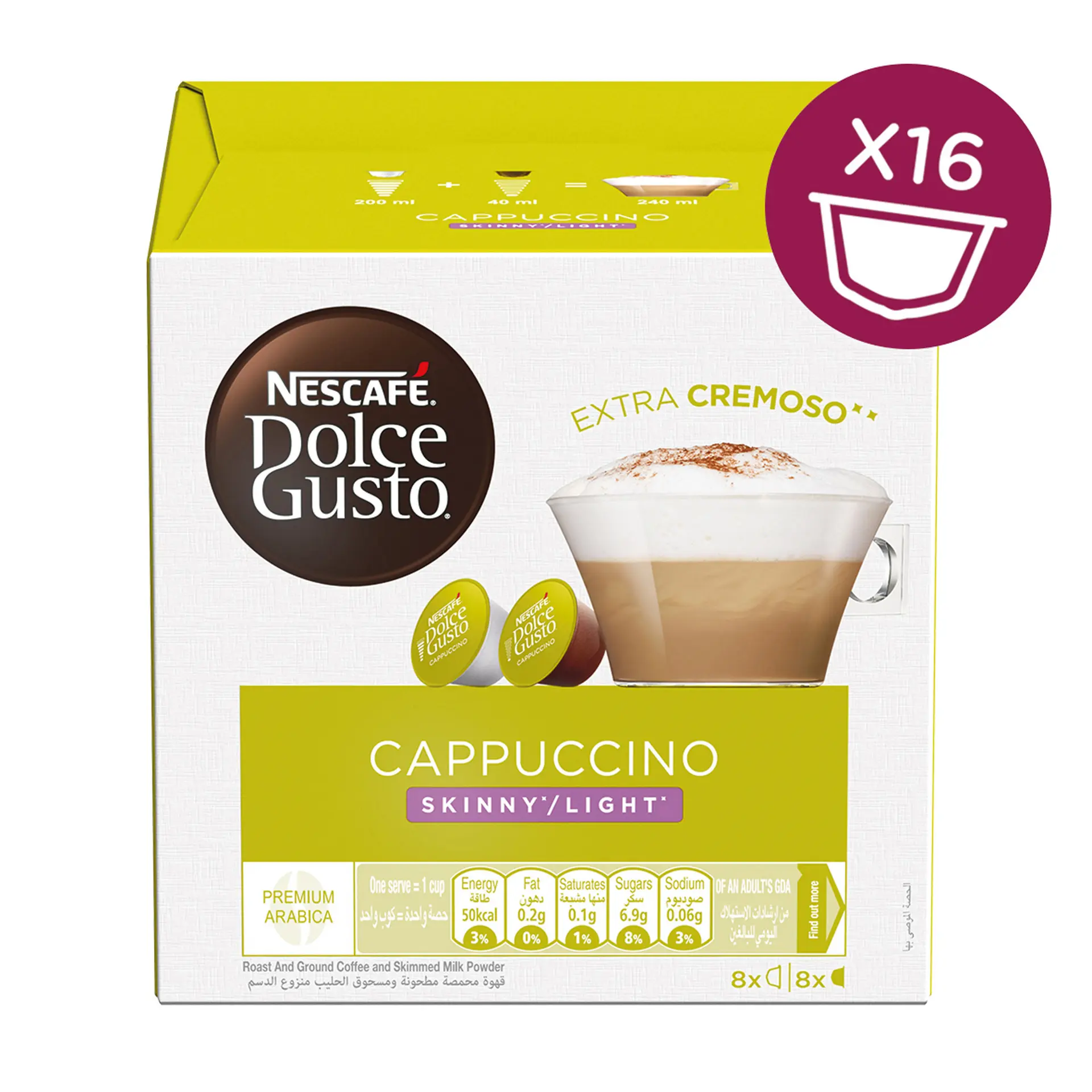 Nescafe Dolce Gusto Skinny Cappuccino Coffee 16 Capsules - view 1