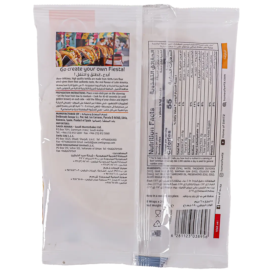Switz Tortilla Wraps Corn  8 pc 208 gm - view 2