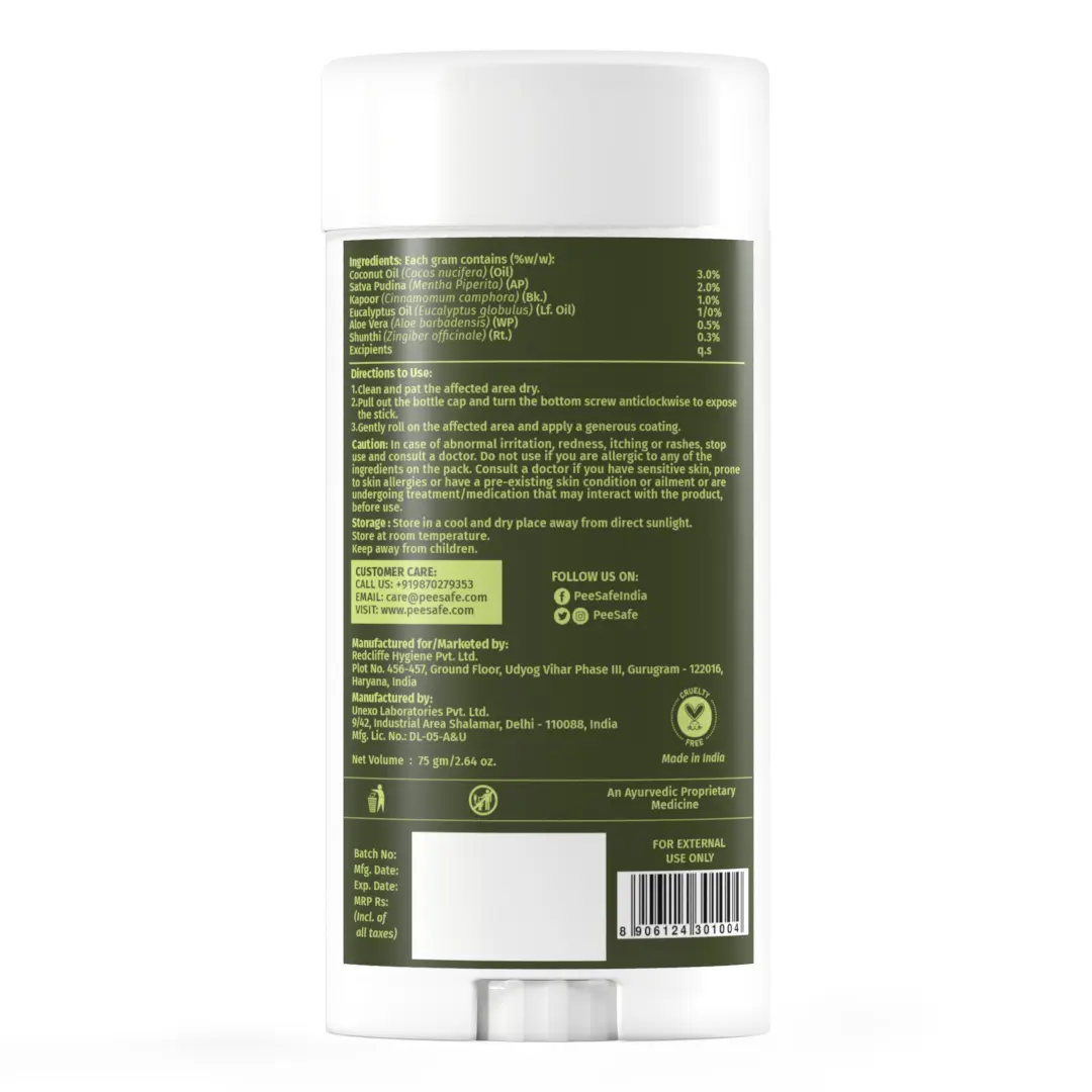 PeeSafe 100% Natural Anti Chafing Stick for Underarms and Inner Thighs 75gm - view 7