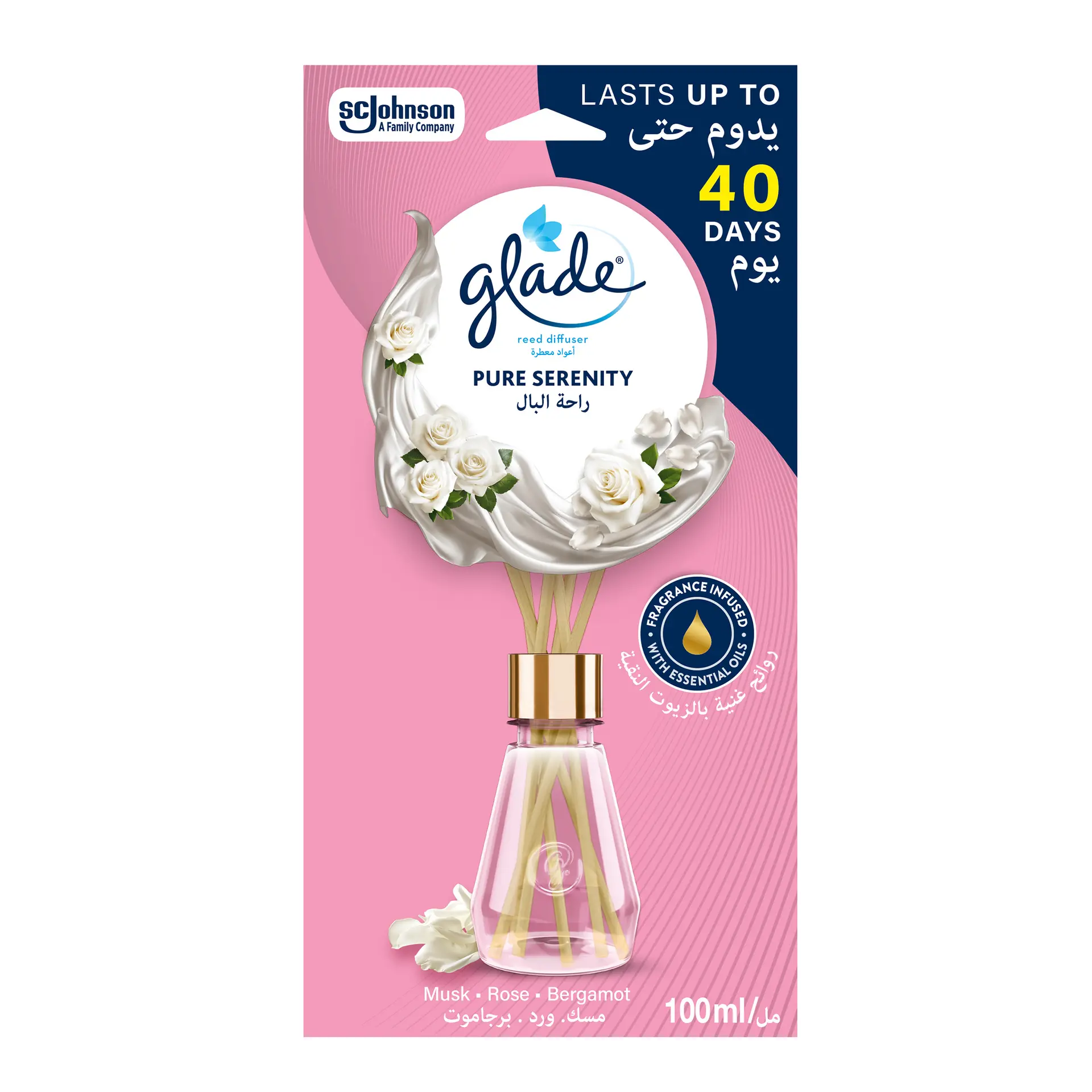 Glade Air Freshener Reed Diffuser Pure Serenity Musk & Rose and Bergamot 100 ml - view 1
