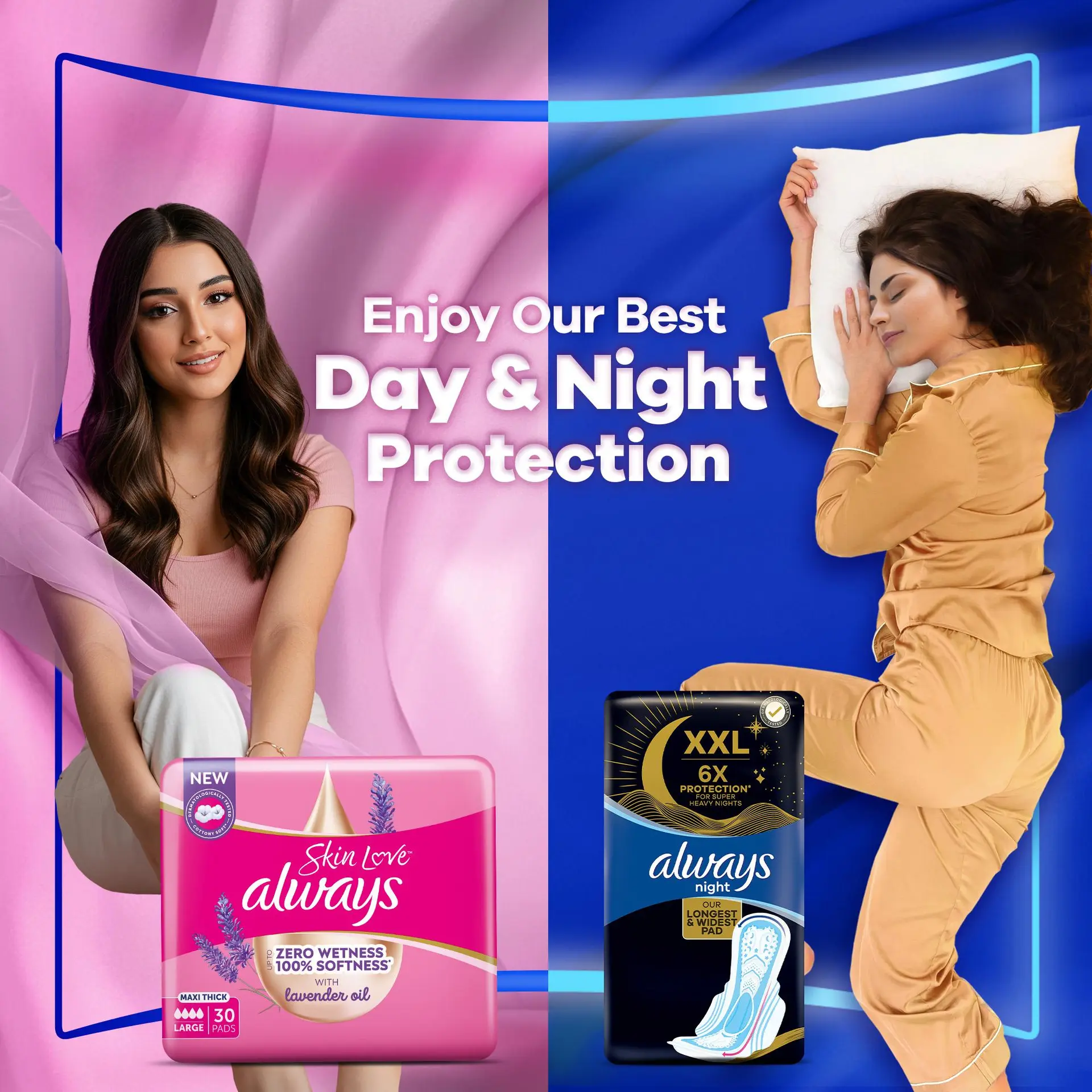 Always Skin Love Up To Zero Wetness 100% Softness Maxi Thick 50 Pads - view 8