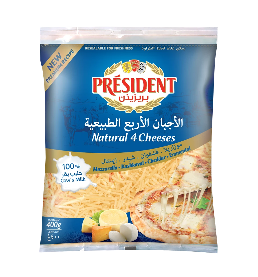 President Mozarilla Cheese Shreded Four Cheeses 400 gm
