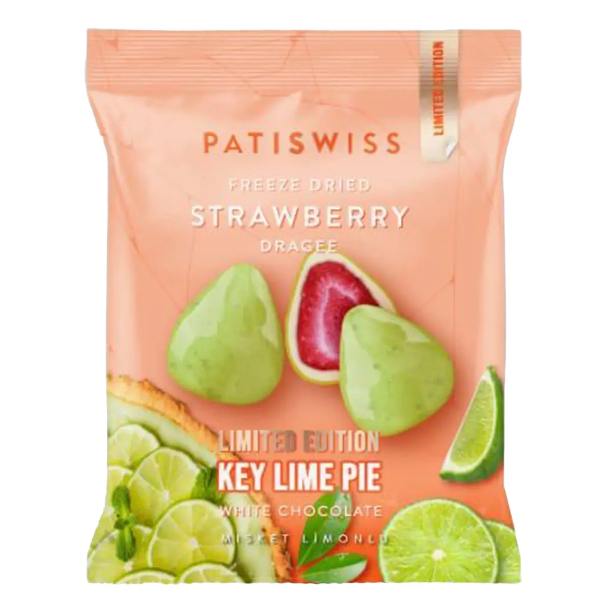 Patiswiss Strawberry Covered White Chocolate with Lime Pie Crumbs 50 gm - view 1