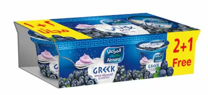 Almarai Greek Style Yoghurt Blueberry 150 Gm 2+1Free - view 1