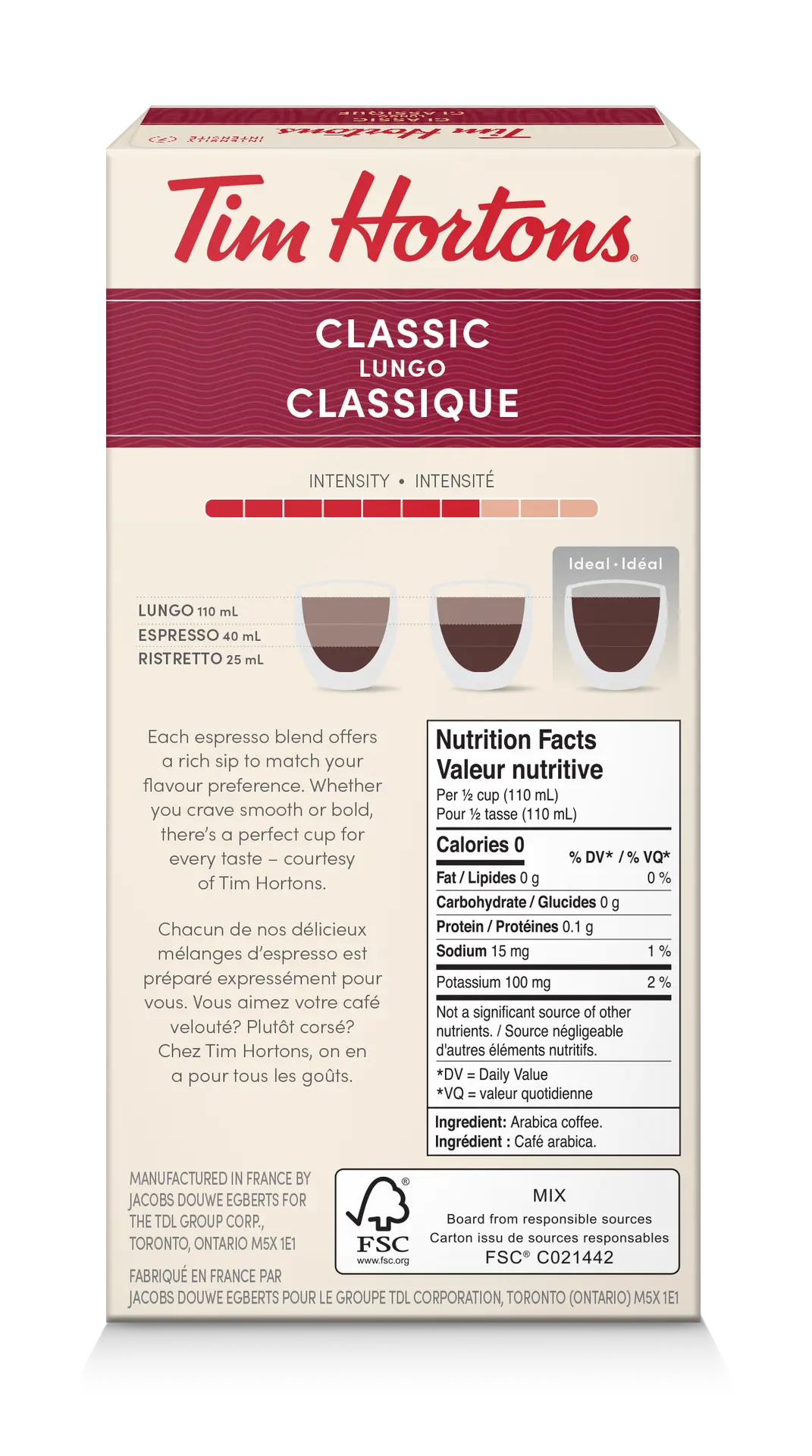 Tim Hortons Nespresso Classic Lungo 10 Capsule - view 2