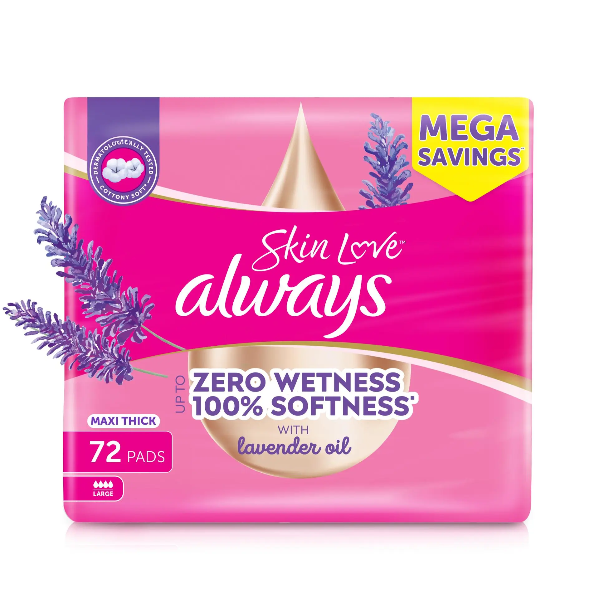 Always Skin Love Up To Zero Wetness 100% Softness Maxi Thick 72 Pads - view 1