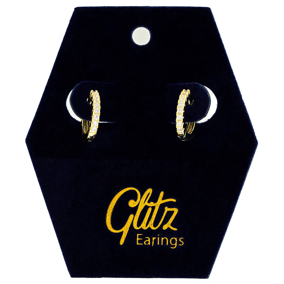Glitz Diamond Circle Gold Plated Earrings 18K - view 3