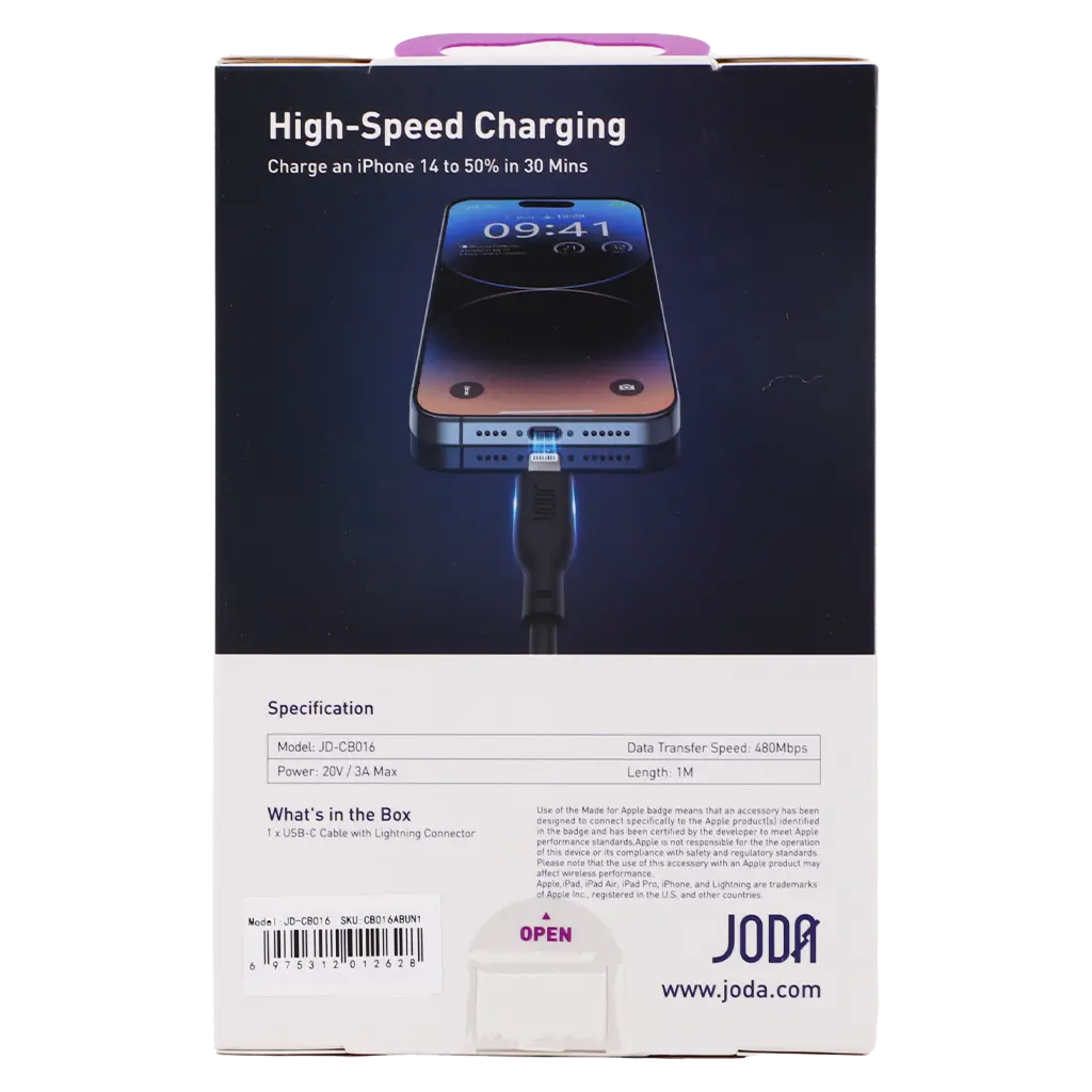Joda Joda Cable Tybe C to Lightning Black Color 1 M - view 4