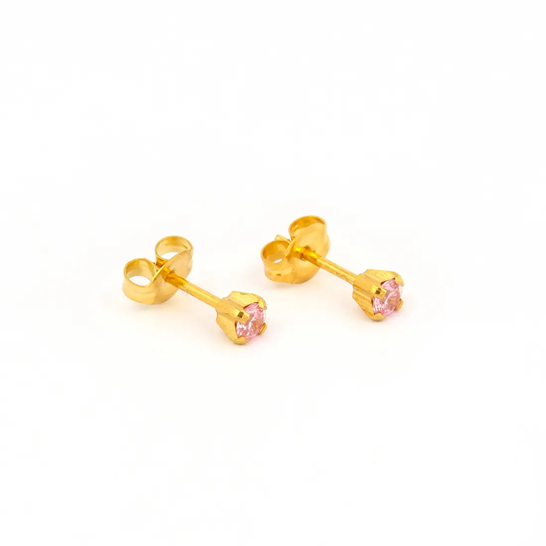 Studex Gold Plated Tiffany 3mm Cz Pink- Earrings For Sensitive Ears - view 2