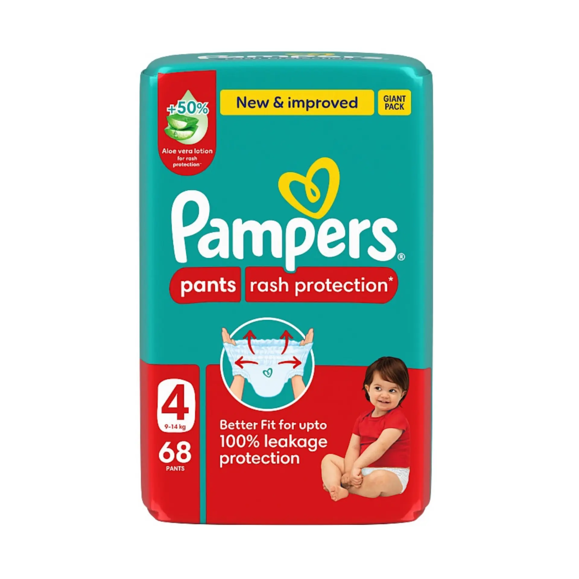 Pampers Diapers Rash Protection Pants Size 4 Aloe Vera Lotion 68 Pants  - view 9