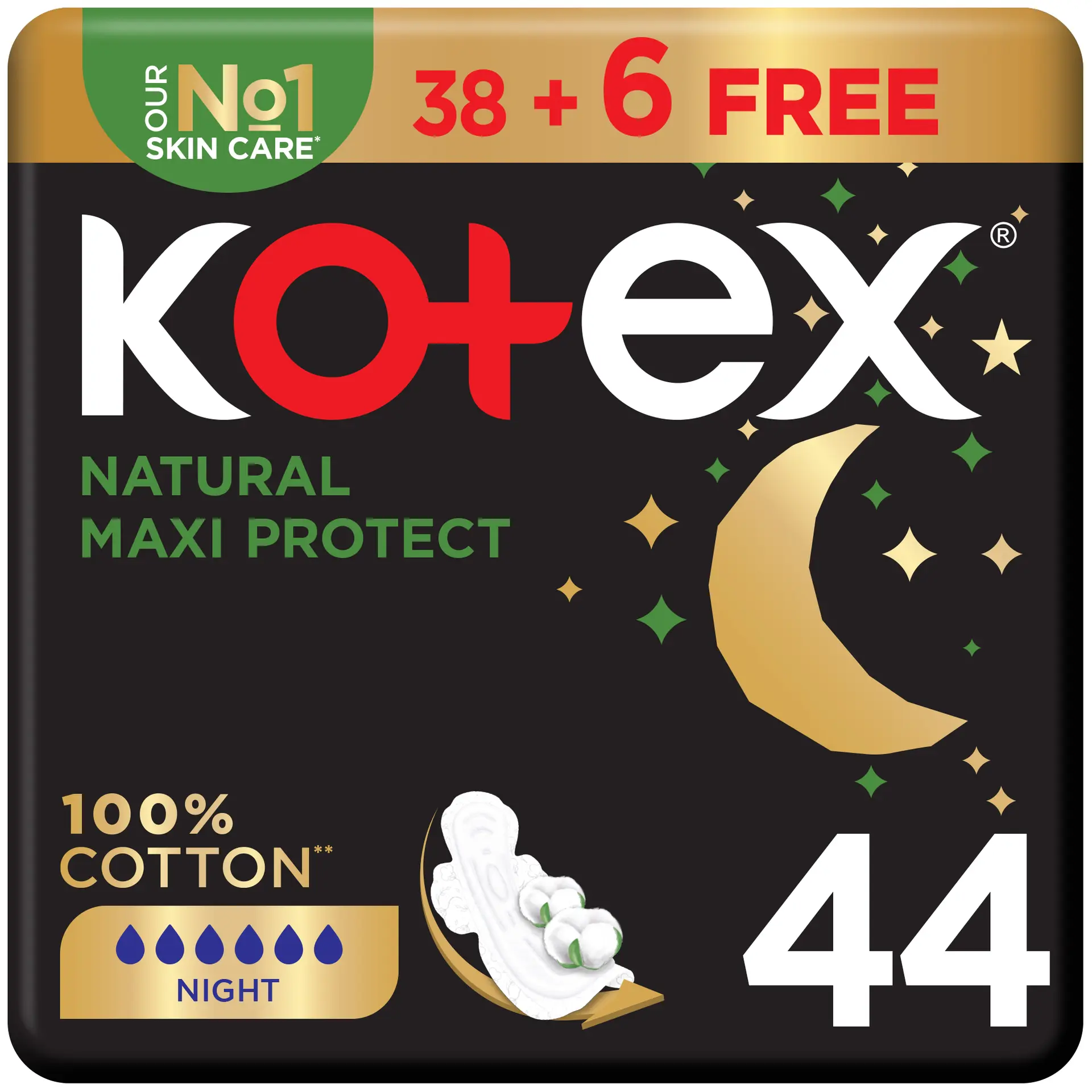 Kotex Natural Maxi Protect Thick Pads Sanitary Pads with Wings 44 Sanitary Pads - view 2