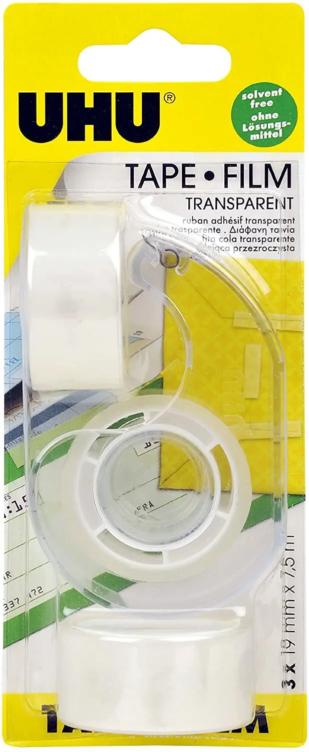Uhu Tape Dispenser Transparent 3 Rolls 19 Millimeter by 7.5 Meter - view 1