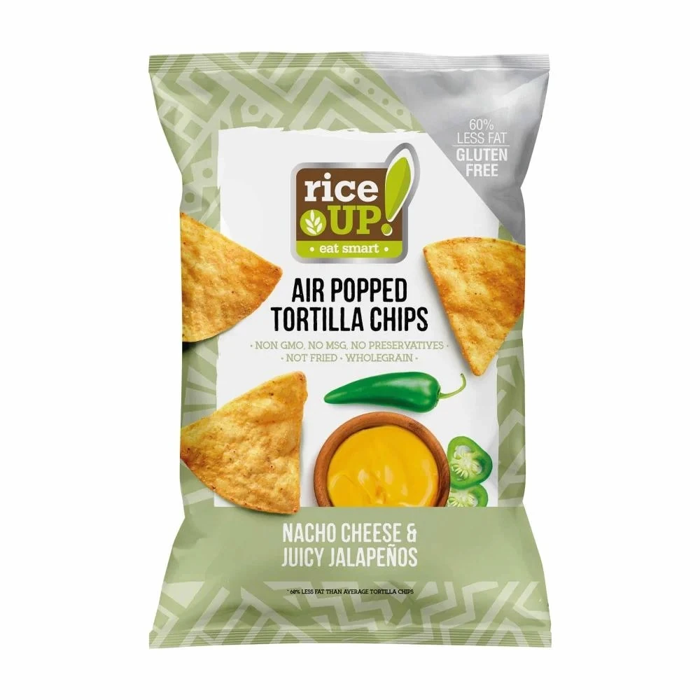 Rice Up Tortilla Chips Nacho Cheese And Juicy Jalapenos  60 gm