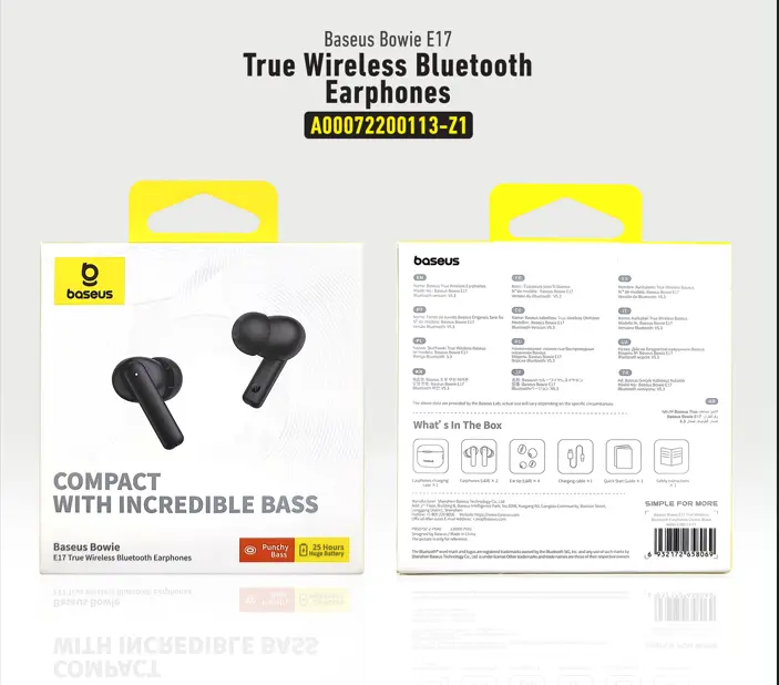 Baseus TWS Bowie E17 Dual-ENC Bluetooth Earbuds Black - view 2