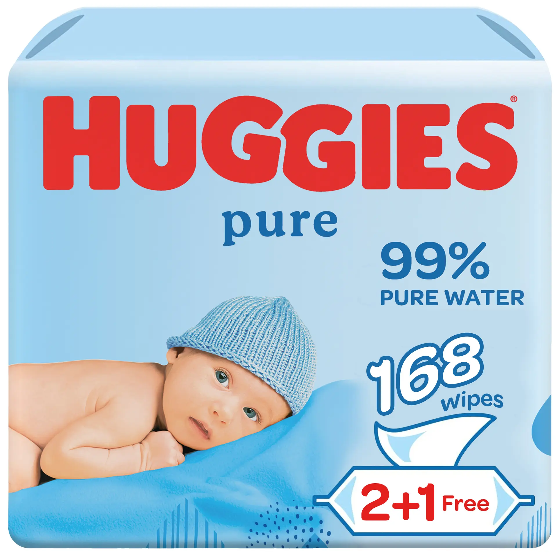 Huggies Pure Baby Wipes Pure Water Wipes 3 Pack 56 Wipes 168 Wipes - view 1