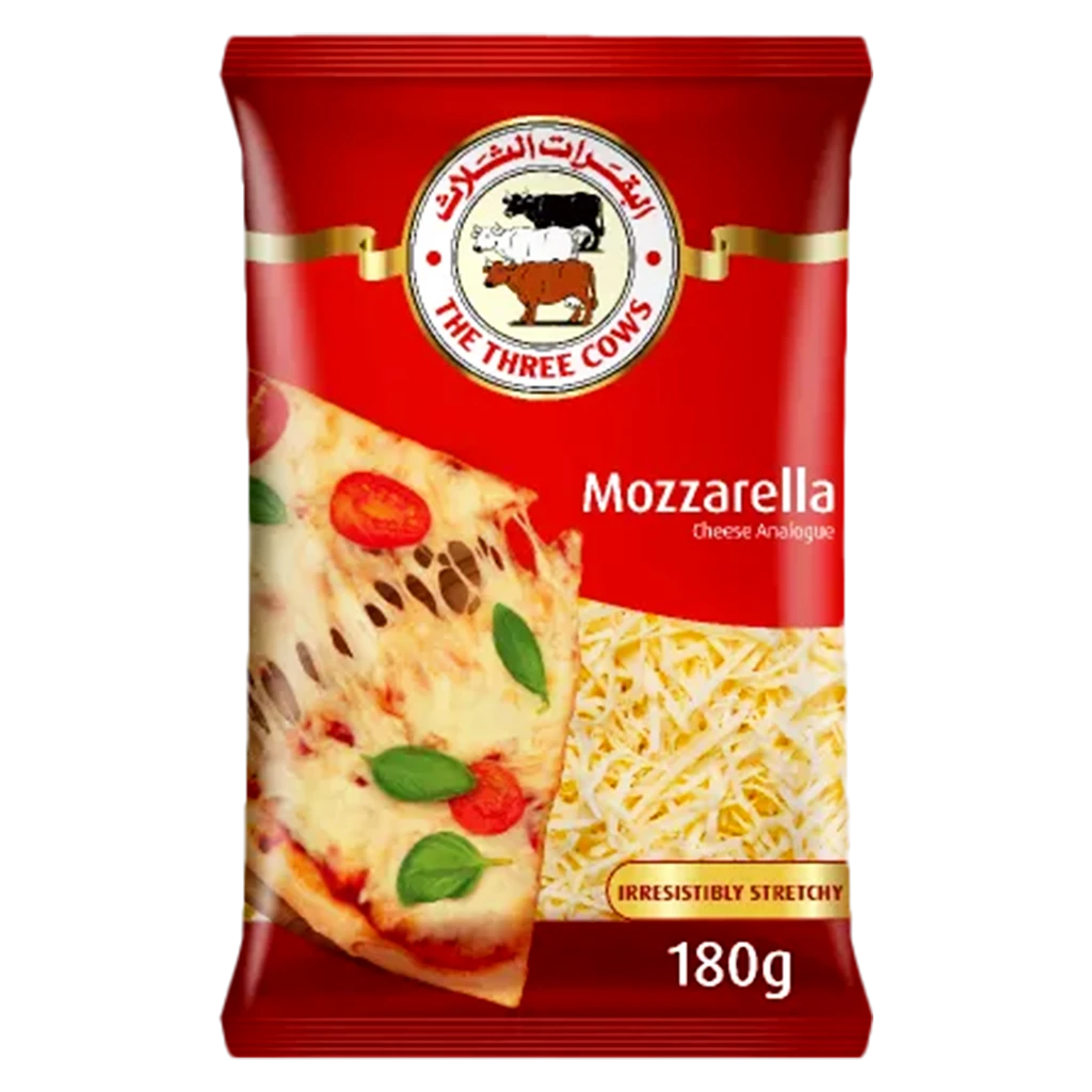 The Three Cows Shredded Mozzarella Cheese 180 gm