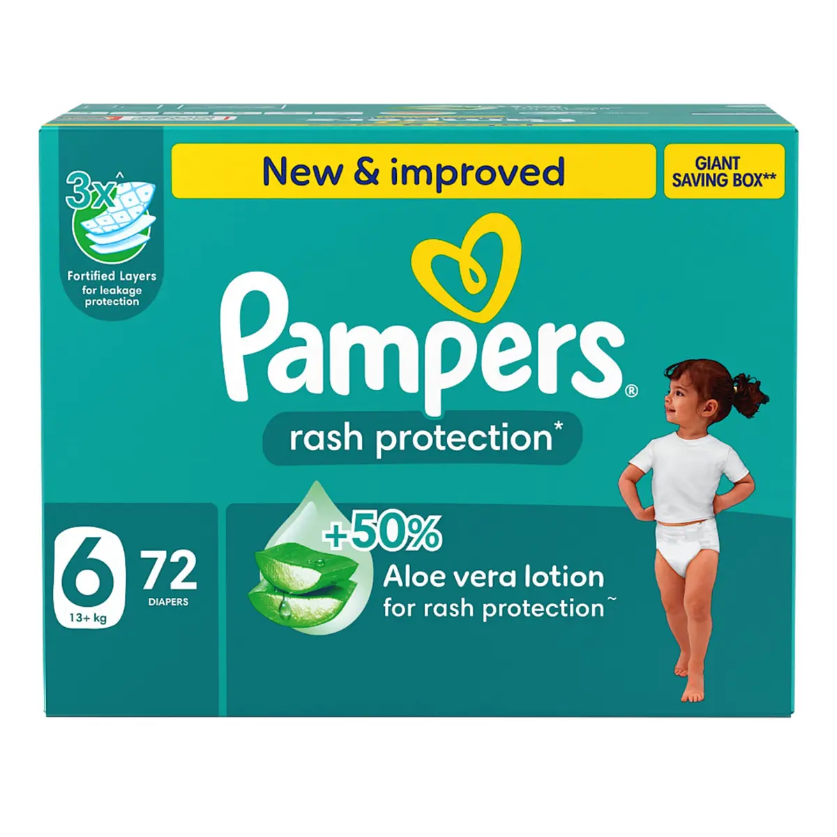 Pampers Diapers Rash Protection Taped Size 6 Aloe Vera Lotion 72 Diapers  - view 8