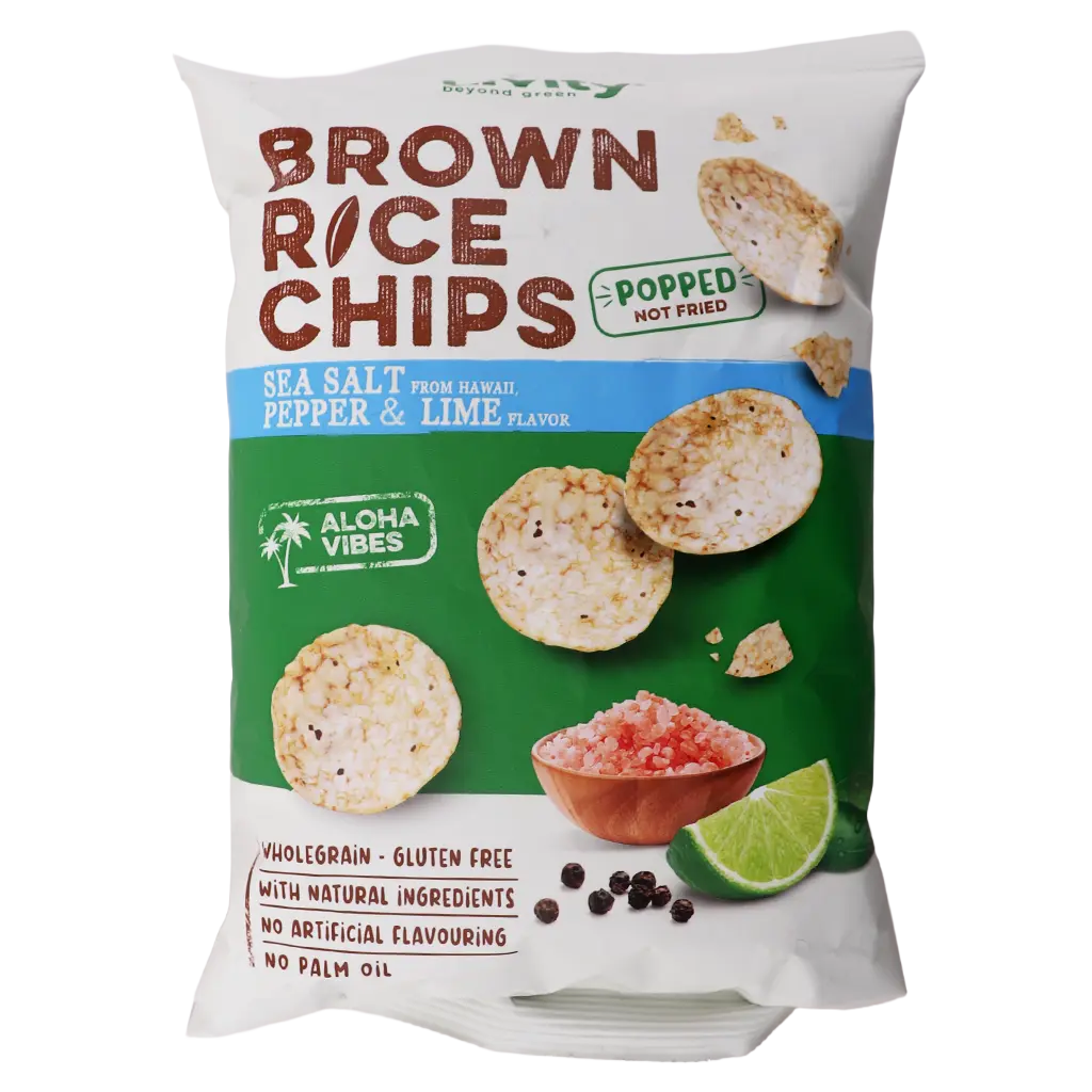 Livity Wholegrain Brown Rice Chips Livity Hawaiian Sea Salt Pepper And Lime 60 gm - view 2