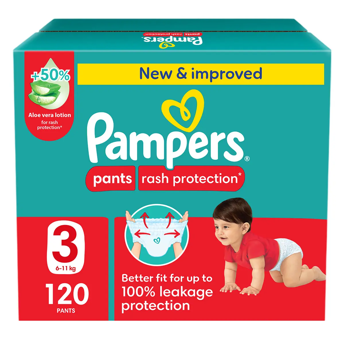 Pampers Diapers Rash Protection Pants Size 3 Aloe Vera Lotion 120 Pants  - view 1