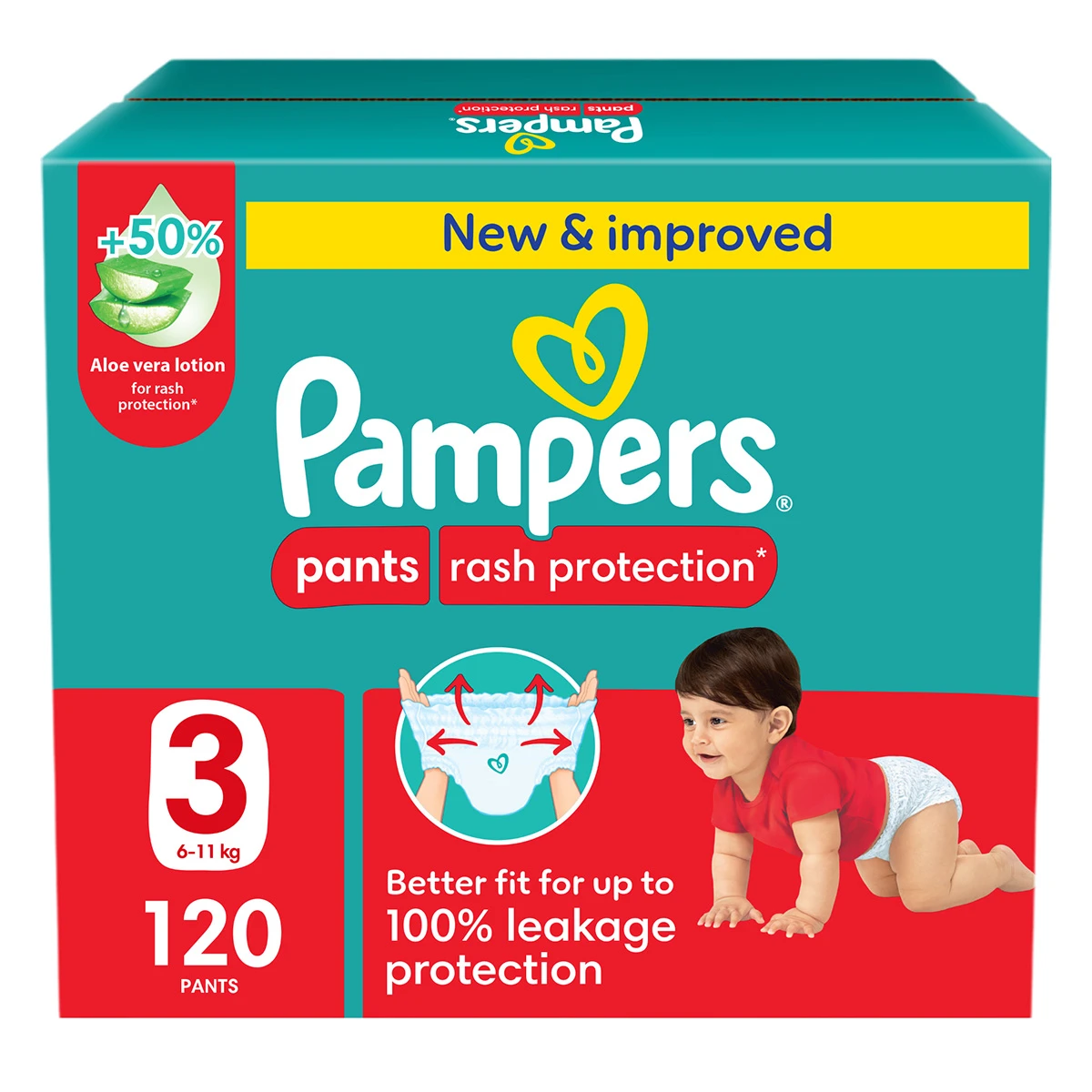 Pampers Diapers Rash Protection Pants Size 3 Aloe Vera Lotion 120 Pants 
