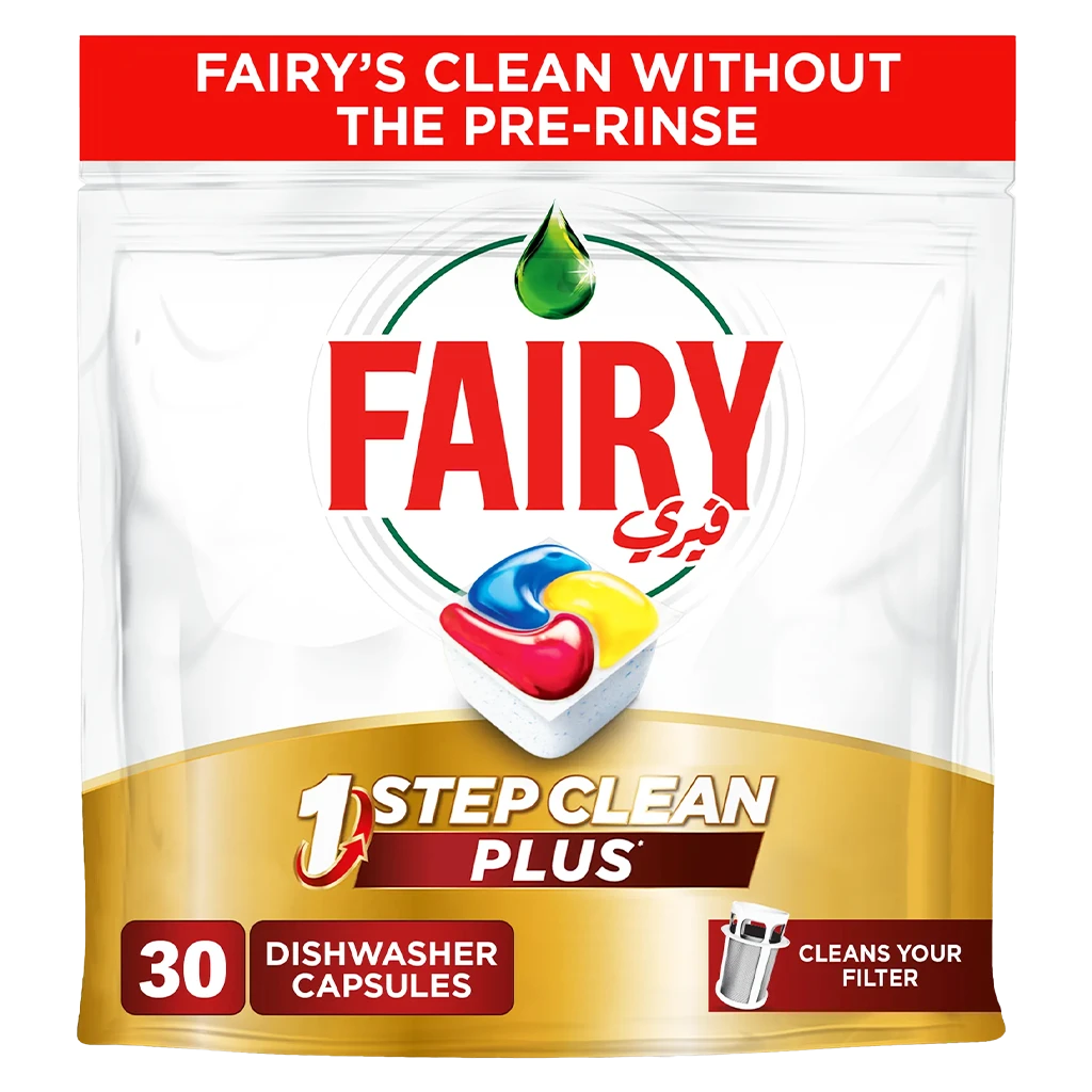 Fairy 1 Step Clean Plus Automatic Dishwasher Tablets Lemon Scent 30 Tablets