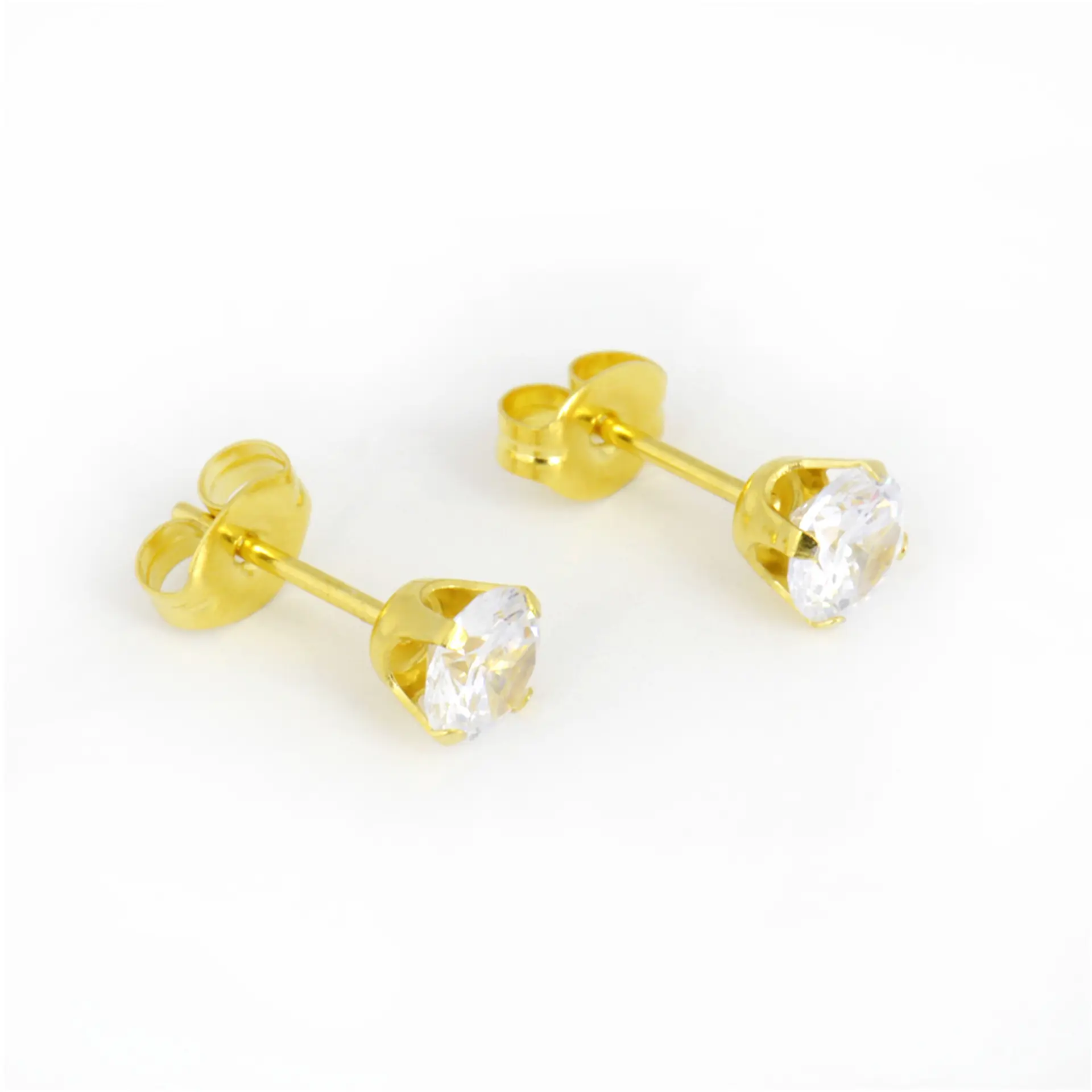 Studex Gold Plated 5mm Cubic Zirconia- Earrings For Sensitive Ears - view 2