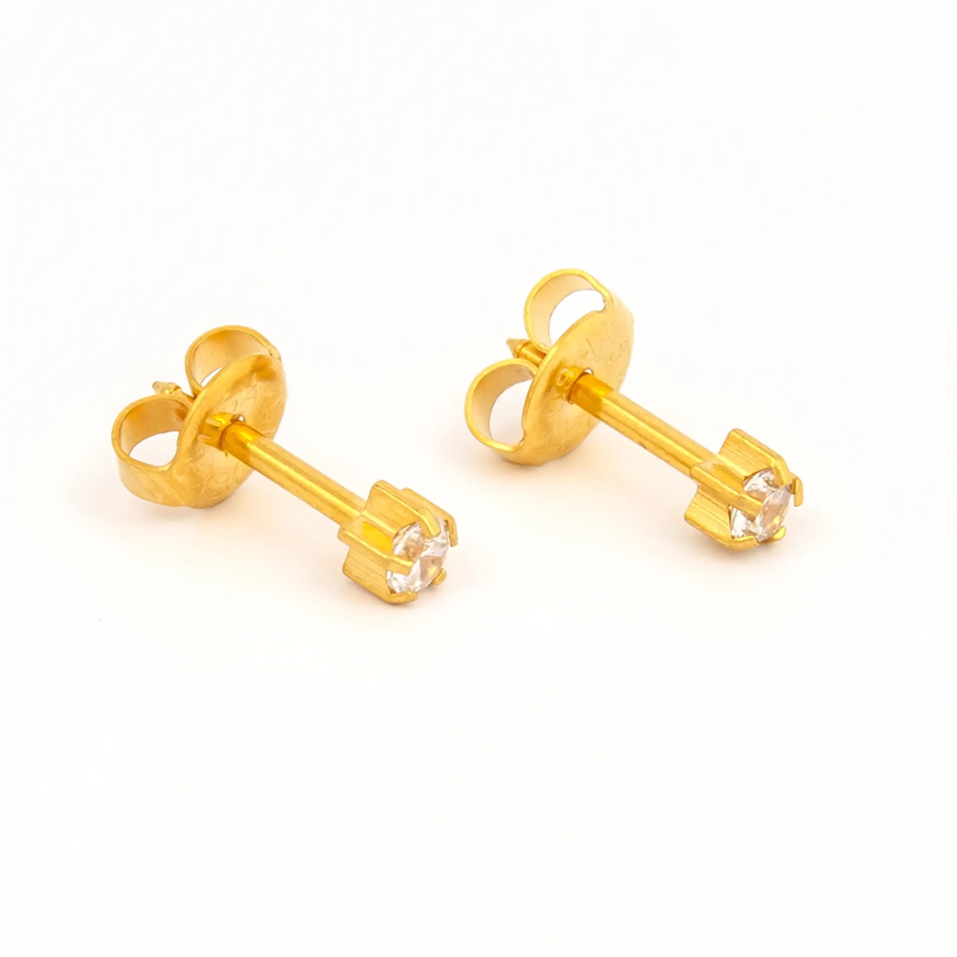 Studex Large Cubic Zirconia Gold Plated- Earrings For Sensitive Ears - view 2