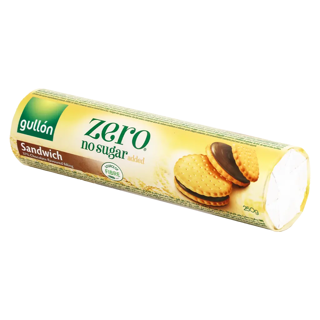 Gullon Zero Sandwich Biscuits With Chocolate Sugar Free 250G - view 1