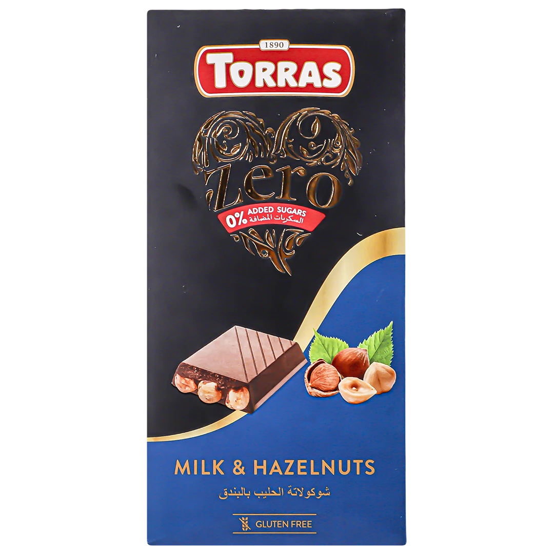 Torras Zero Milk and Hzlnut Chocolate No Sugar Added 150 gm