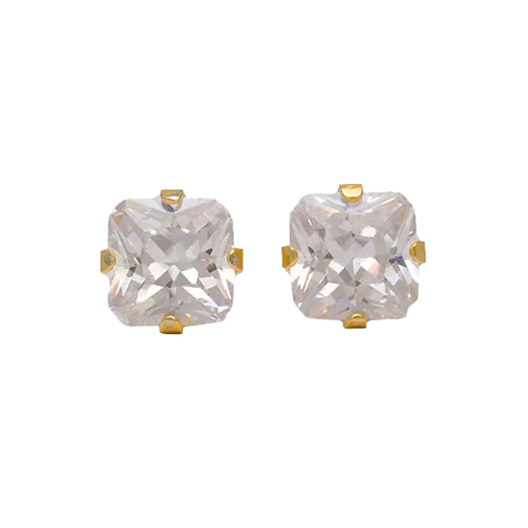 Studex Gold Tif 6*6mm C/z Prin Cut- Earrings For Sensitive Ears - view 1