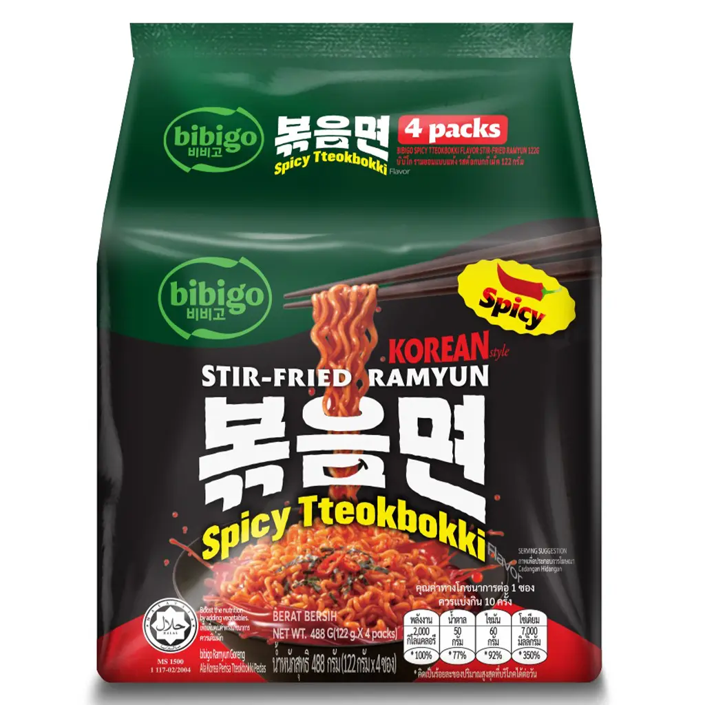 Bibigo Spicy Tteokbokki Ramyun 4 pcs 127 gm - view 1