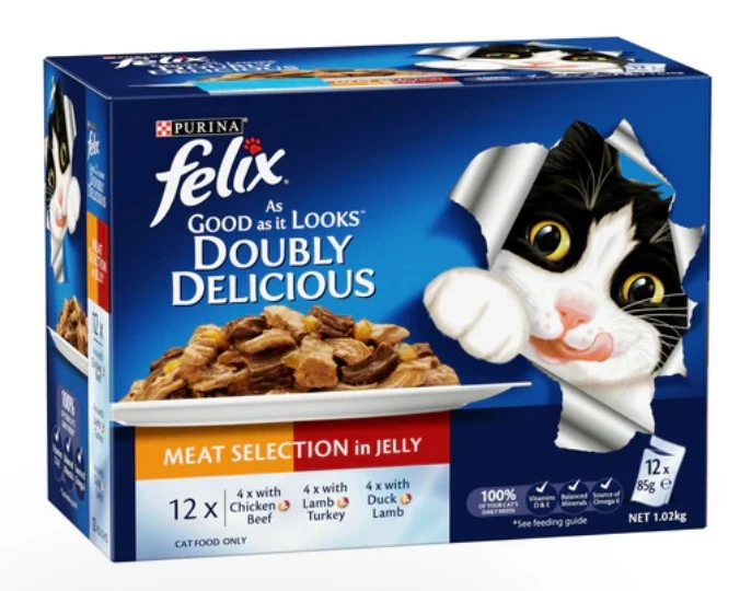 Felix Cat Food Doubly Delicious Meat Selection In Jelly 85GmX12