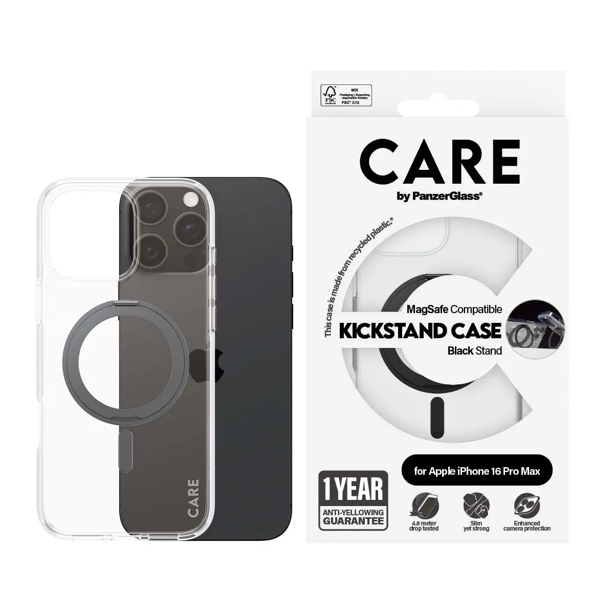 Panzerglass Feature Case Transparent With  Black Kickstand and  Magsafe Iphone 16 Pro Max - view 3