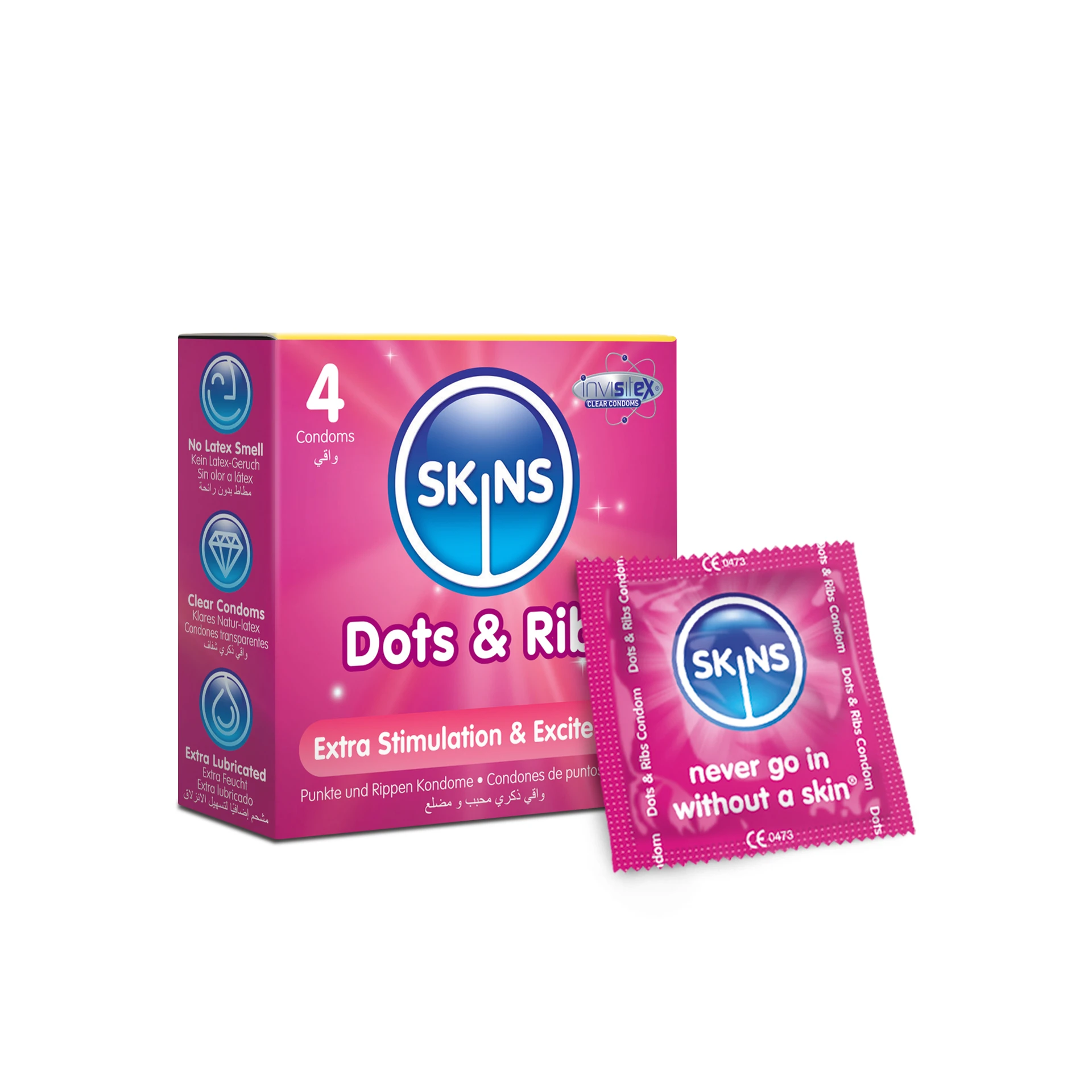 Skins Condom Dots & Ribs 4 Pack