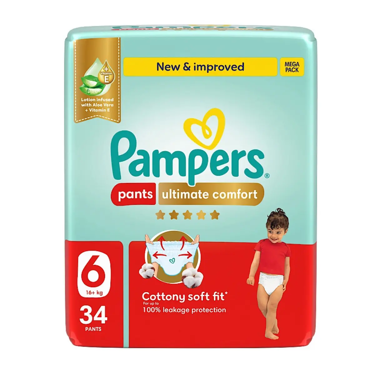 Pampers Diapers Ultimate Comfort Pants Size 6 Aloe Vera Lotion & Vitamin E 34 Pants  - view 10