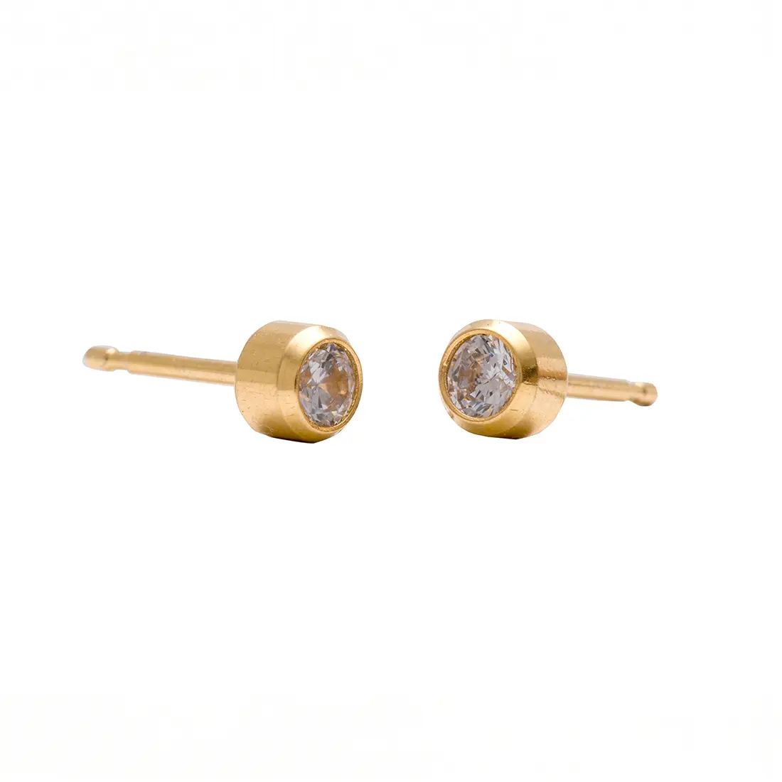 Studex Gold Plated Bezel 3mm Cz- Earrings For Sensitive Ears - view 4