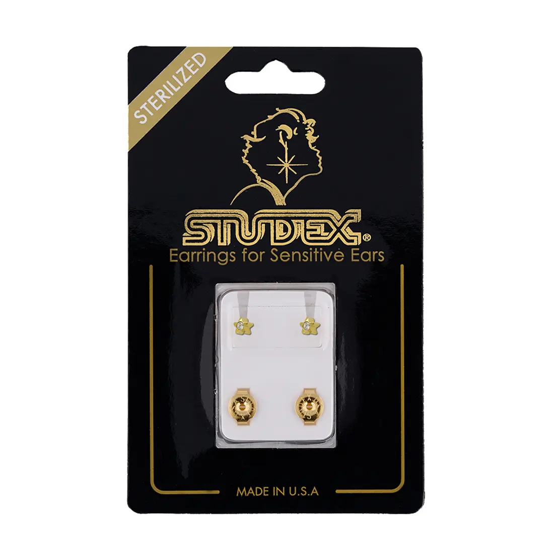 Studex Gold Plated Regular Starlite Aprcrystal Card- Earrings For Sensitive Ears - view 5