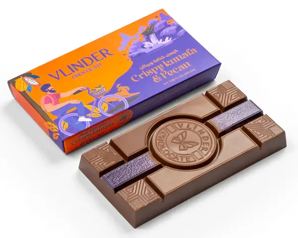 Vlinder Crispy Kunafa & Pecan Chocolate Bar Dubai Trend 240 gm - view 1