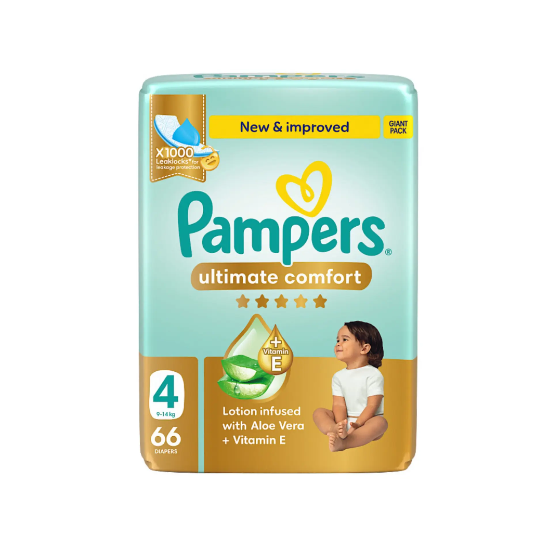 Pampers Diapers Ultimate Comfort Taped Size 4 Aloe Vera Lotion & Vitamin E 66 Diapers  - view 2