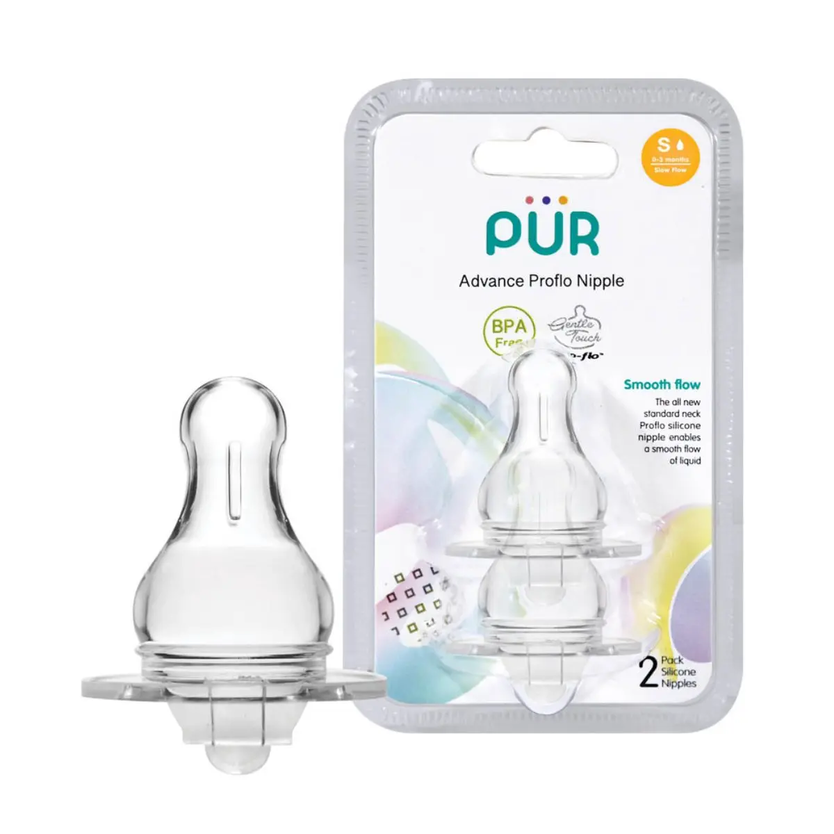 Pur Gentle Touch Slim Neck Nipple Size S-2pk 0-3 months - view 1