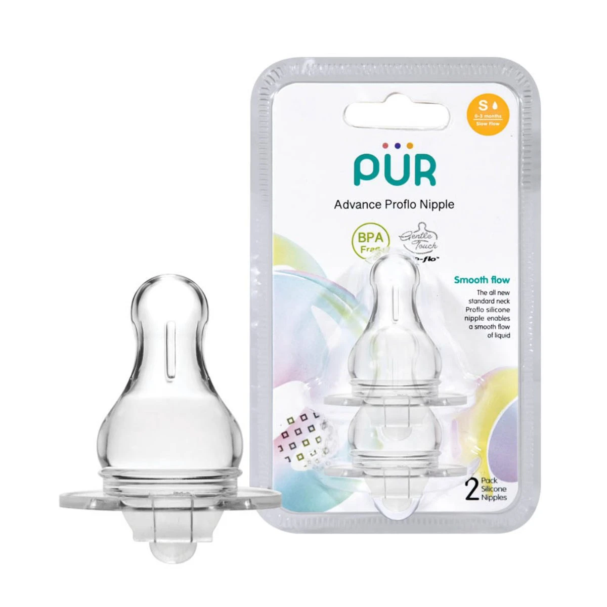 Pur Gentle Touch Slim Neck Nipple Size S-2pk 0-3 months