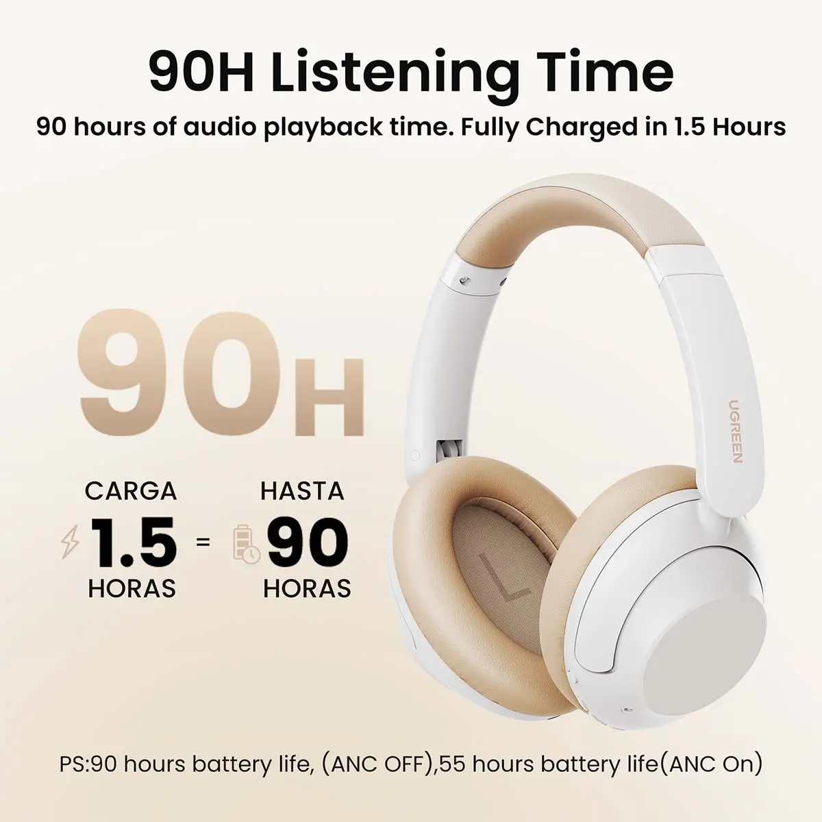 Ugreen Headphones Hitune Max 5 Hybrid Active Noise White - view 6