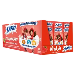 Safio Strawberry Flavored Milk 18 pcs 185 ml