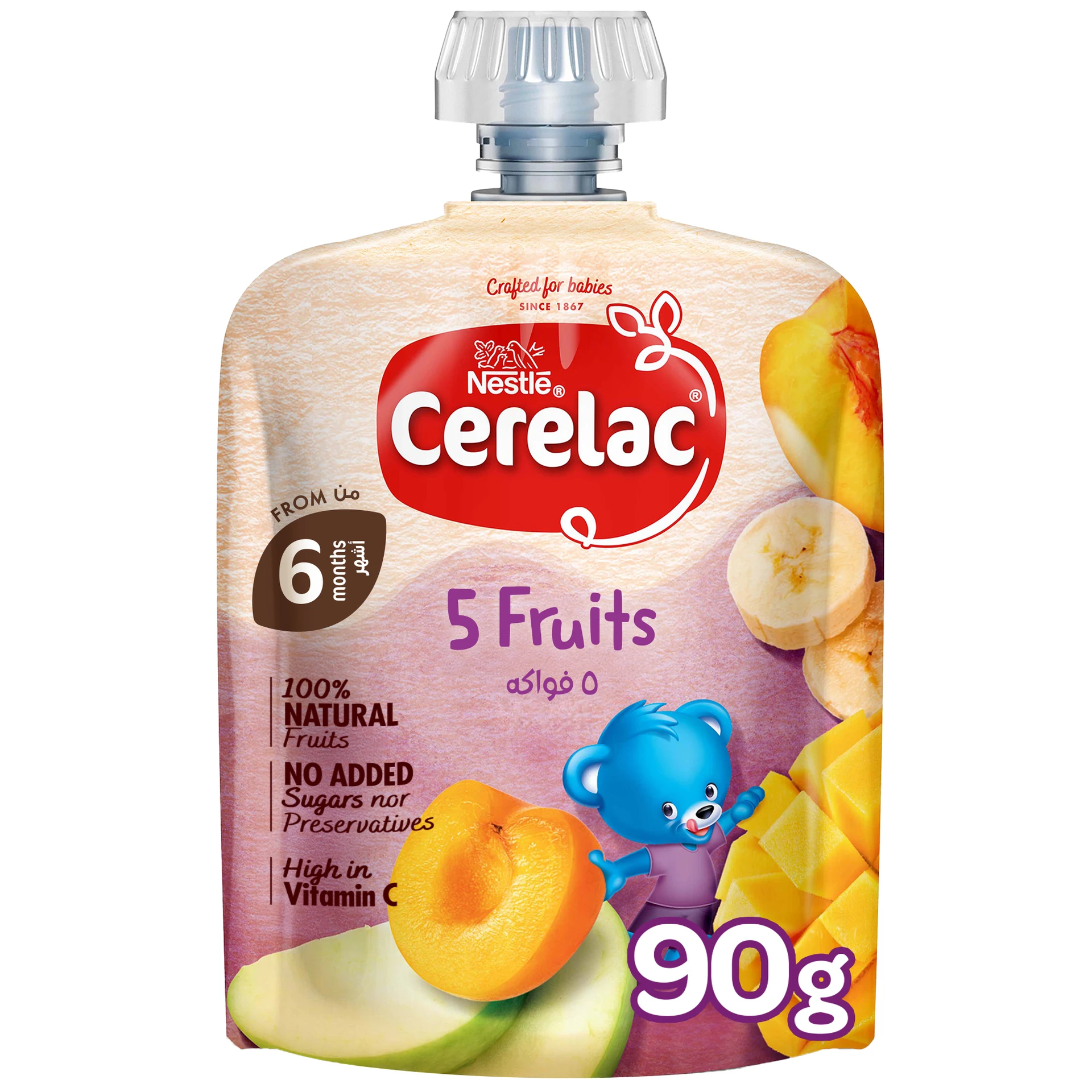 Cerelac Puree 5 Fruits From 6 Months Pouch 90 Gm