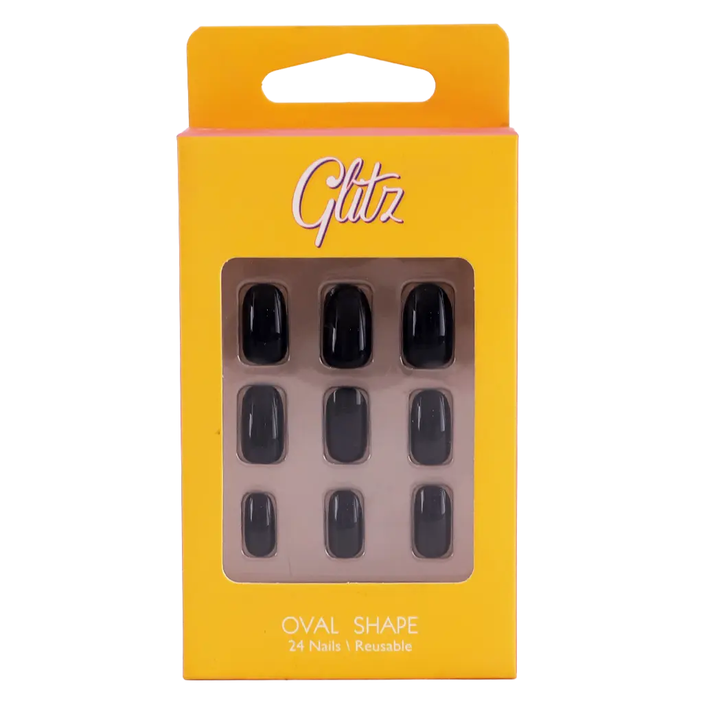 Glitz Press On Nails Oval Black#7 - view 2