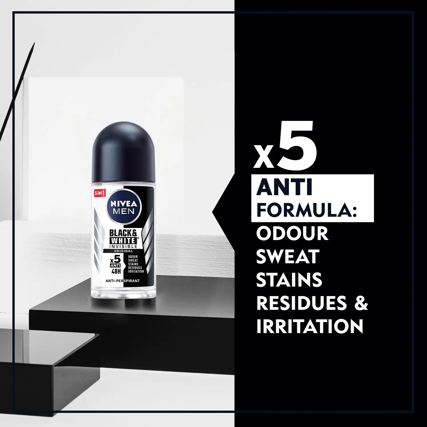 Nivea Deodorant Roll For Men Black & White 50 ml - view 2