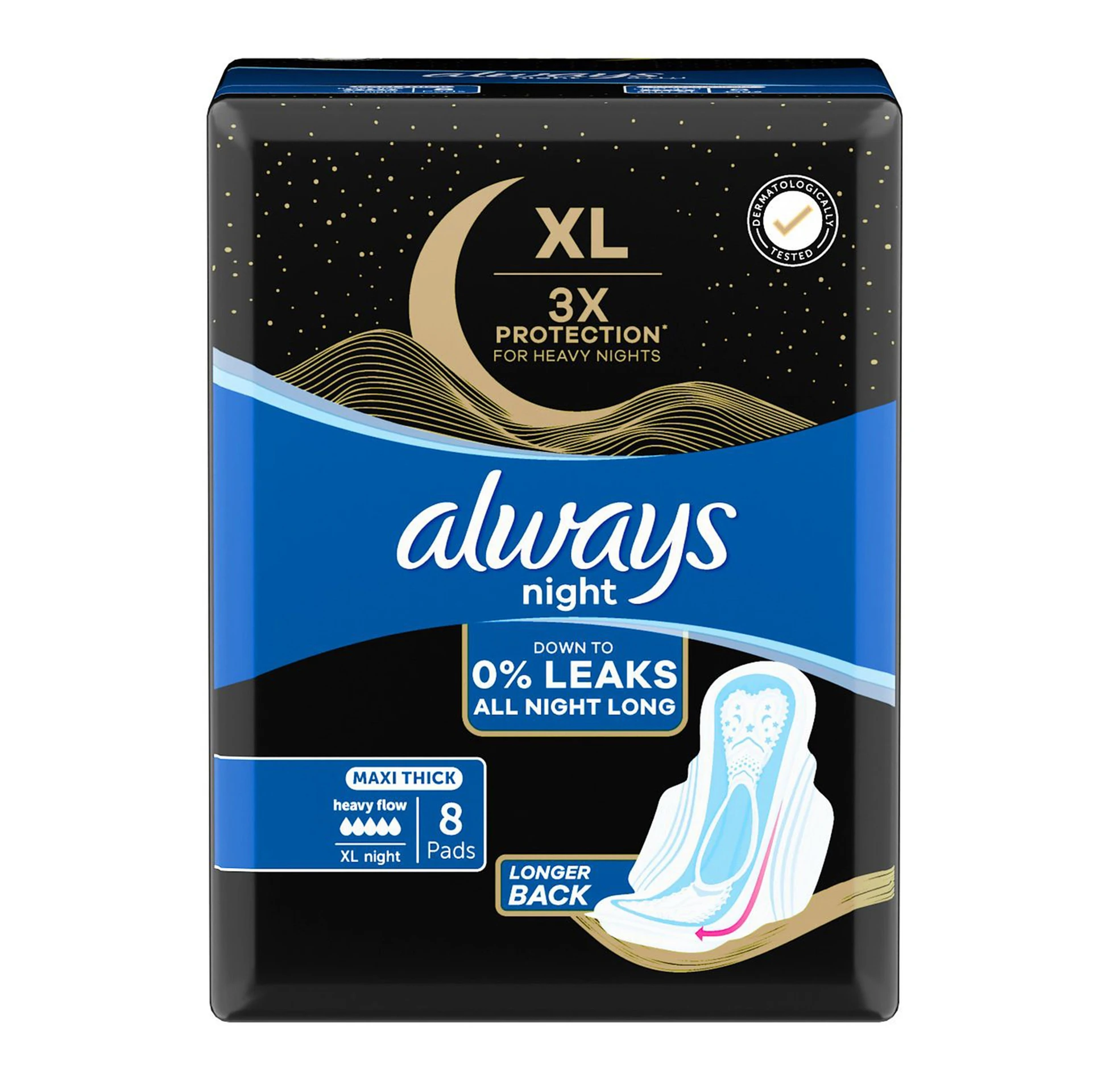 Always Clean & Dry Maxi Thick Night Sanitary Pads - 8Pcs